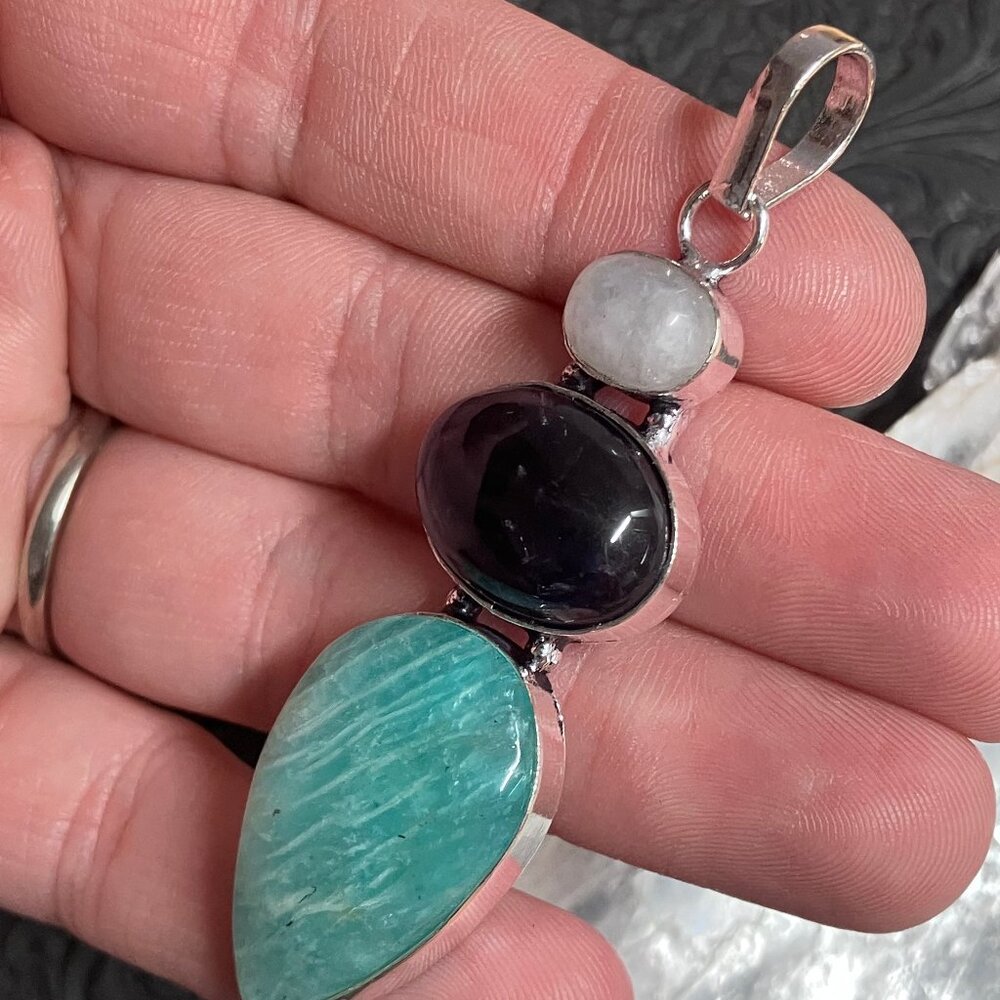 Rainbow Moonstone Amethyst Amazonite Crystal Gems… - image 2